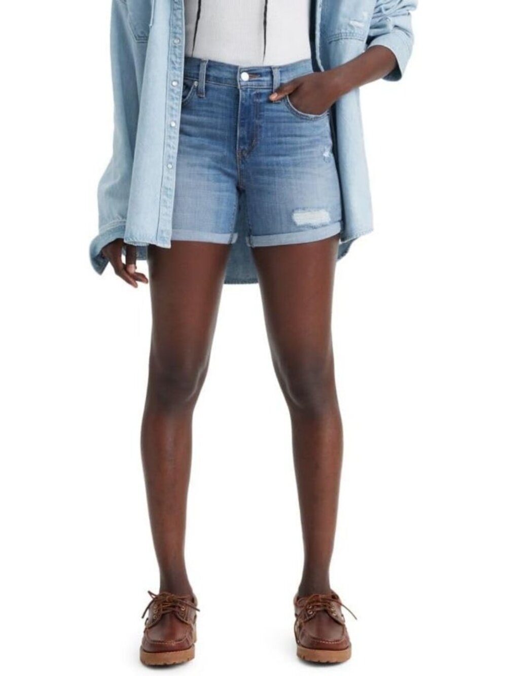 Stylish Women's Mid-Length Denim Shorts - Perfect for Summer & Casual Outfits